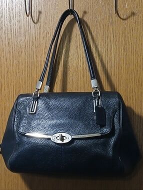 Coach Madison Black Pebbled Leather Phoebe Shoulder Bag (Style #25169)